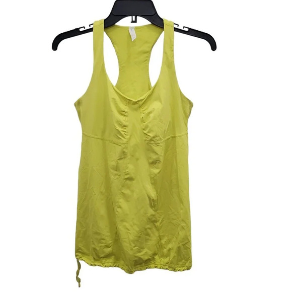 GapFit Women's Chartreuse Ruched Chest Drawstring Hem Active Workout Tank Size S - Picture 1 of 5
